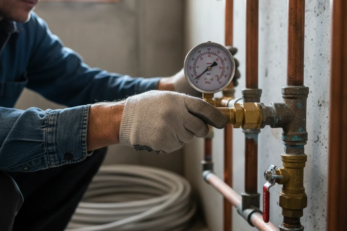 Pressure testing a repaired line during Water Line Repair in Leonardsville